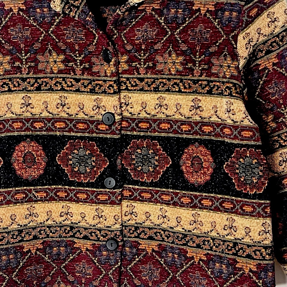 Carol Anderson Women S/M Tapestry Jacket Southwestern Boho Button Front - Picture 5 of 11